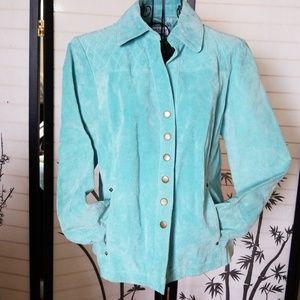 Aqua/mint suede jacket